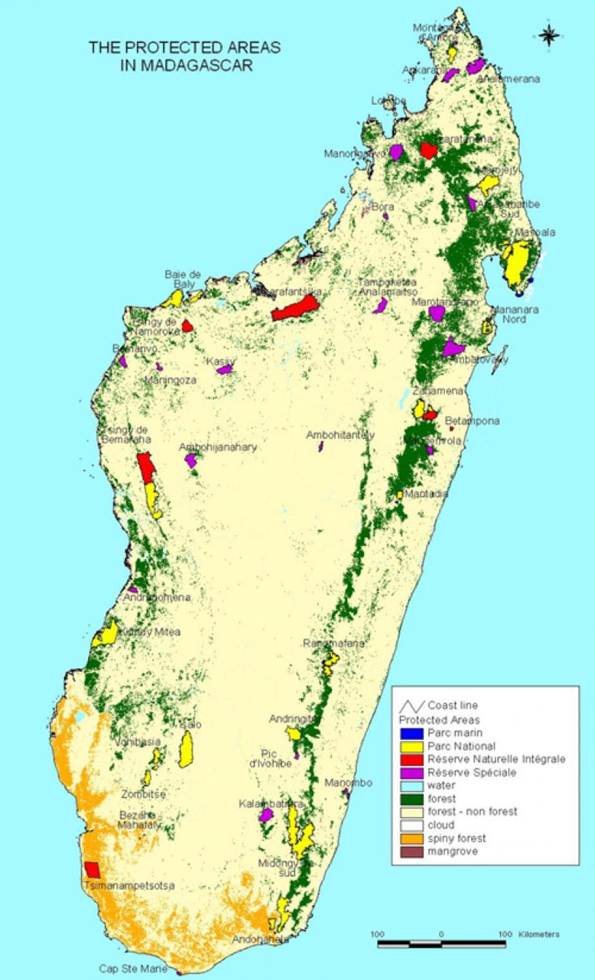 地图的马达加斯加国家公园