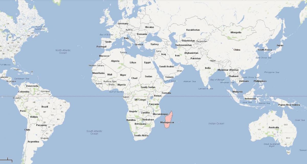 世界上的地图显示马达加斯加