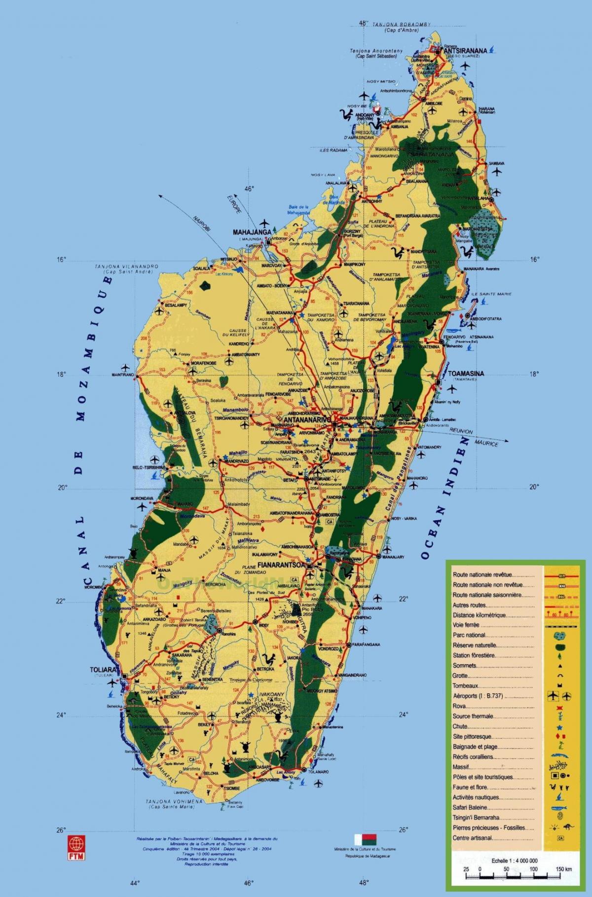 马达加斯加的旅游景点地图