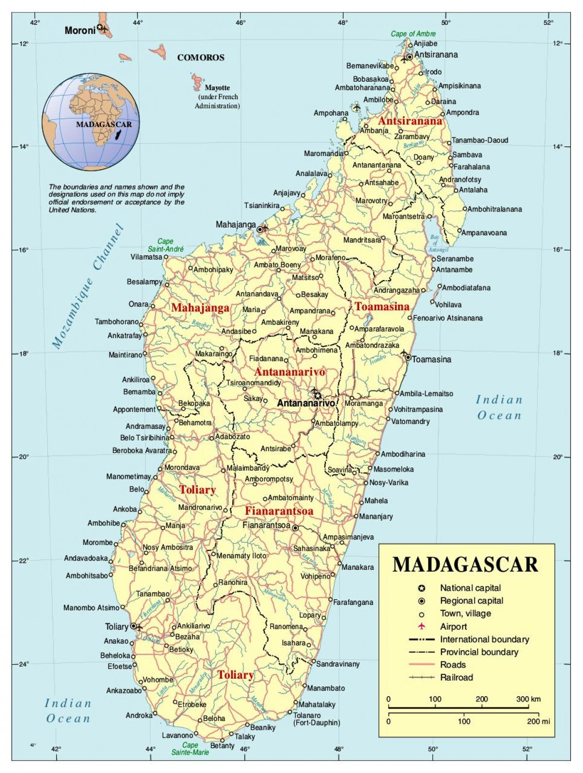 地图的马达加斯加的道路